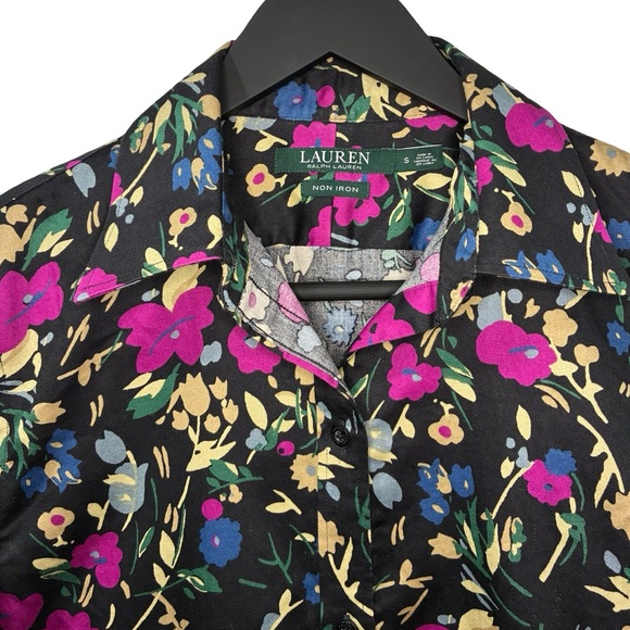 [s] Ralph Lauren Floral Button-Up Shirt Black Multicolour office | Women’s Small - Picture 4 of 6